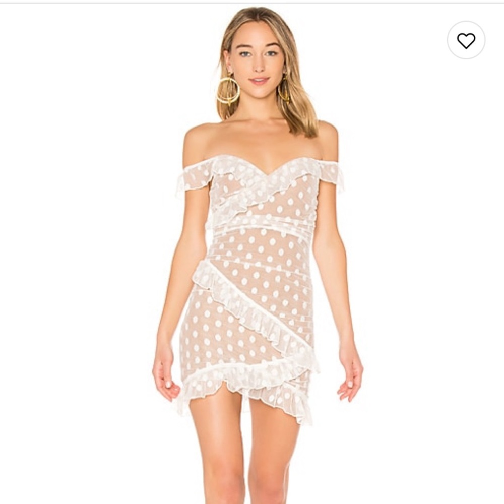 White polka dot dress - sheer overlay